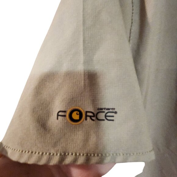 Carhartt Force Womens V-Neck Scrub Top 2X Beige Short Sleeve With Pockets - Picture 4 of 5